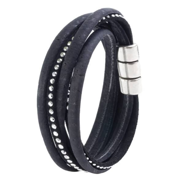 Schwarzes Armband aus Kork «Preto Prata»